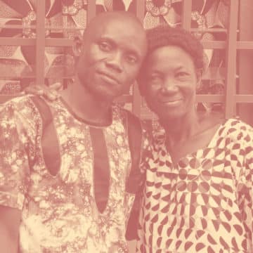 Thedy Bissakonou with his mother